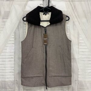 Murano Size Small Slim Brown Fit Brooklyn Collection Houndstooth Vest Full Zip